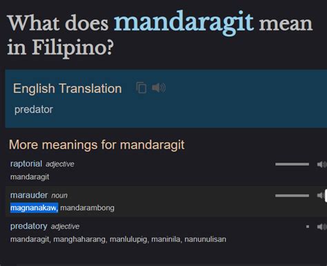 Translate 'Predatory' into Tagalog .